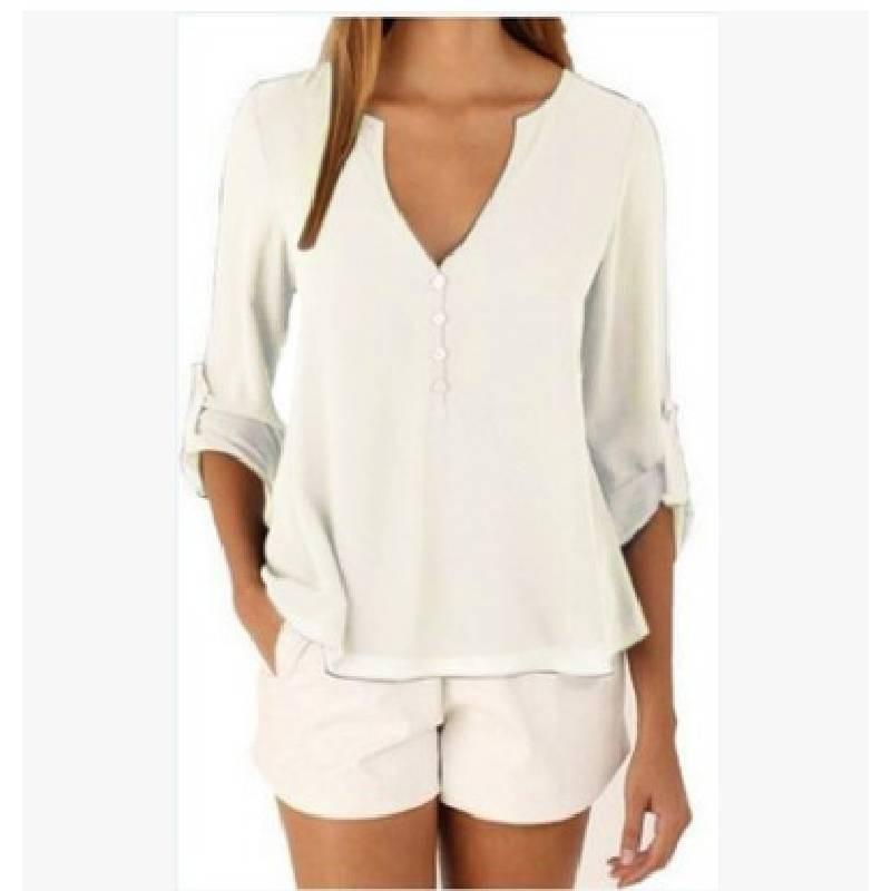 Elegant V Neck Long Sleeve Chiffon Blouse For Women In Six Chic Colors And Sizes S To 5xl