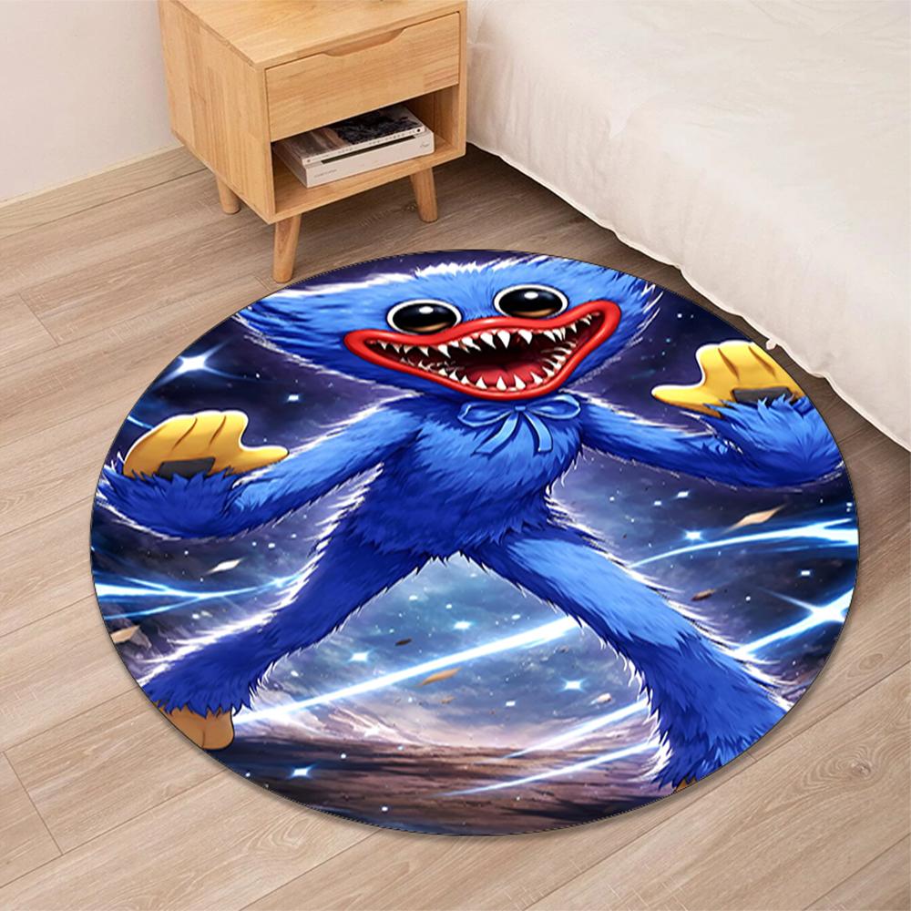Huggy Wuggy Printed Round Rug Carpet Chair Rug Area Rug Entryway Doormats,for Office Chair Living Room Bedroom Kitchen Room.
