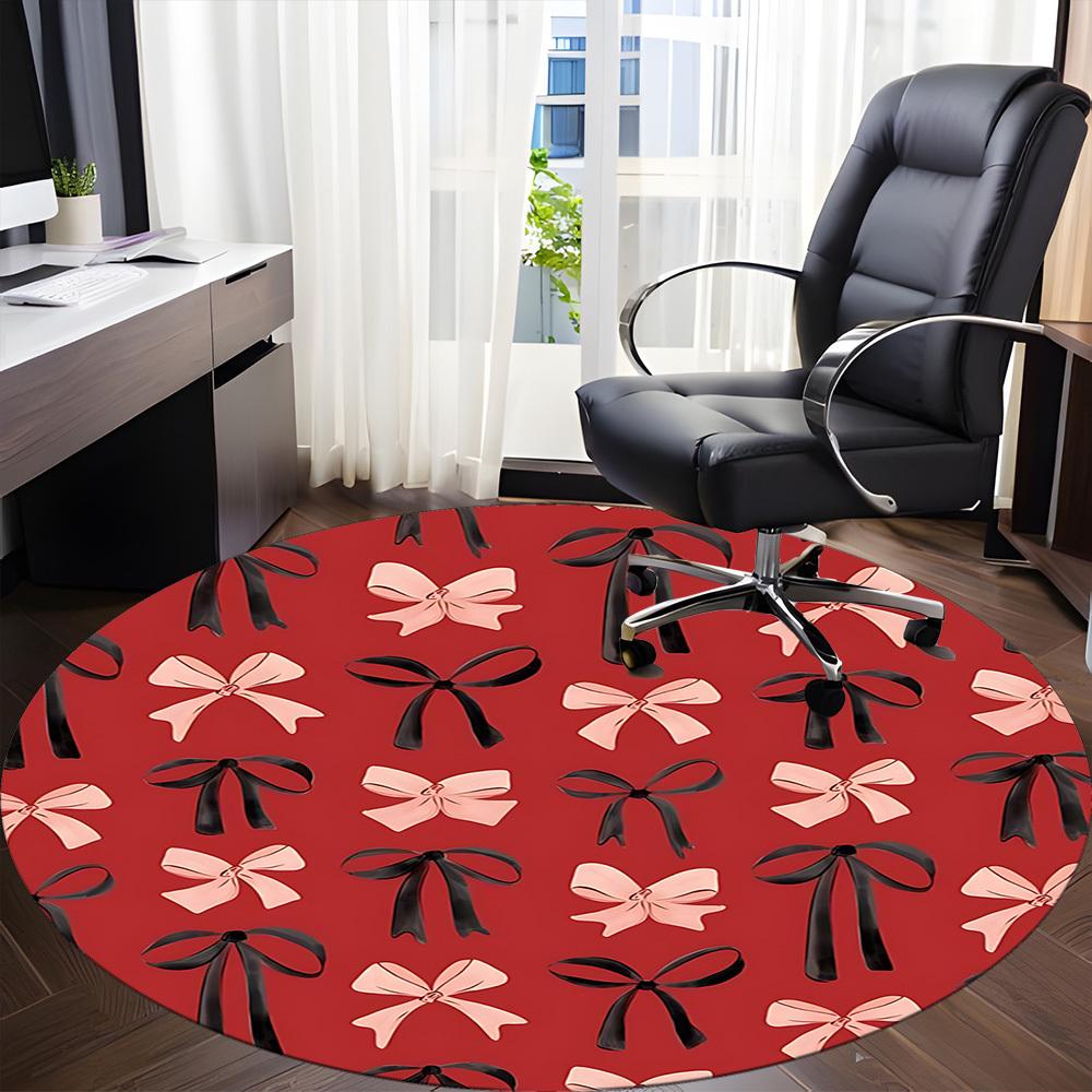 1pc Bow Pattern Carpet for Office Non-Slip, Round Carpet, Soft & Comfortable, Carpet for Office, Lightweight Round Floor Mat