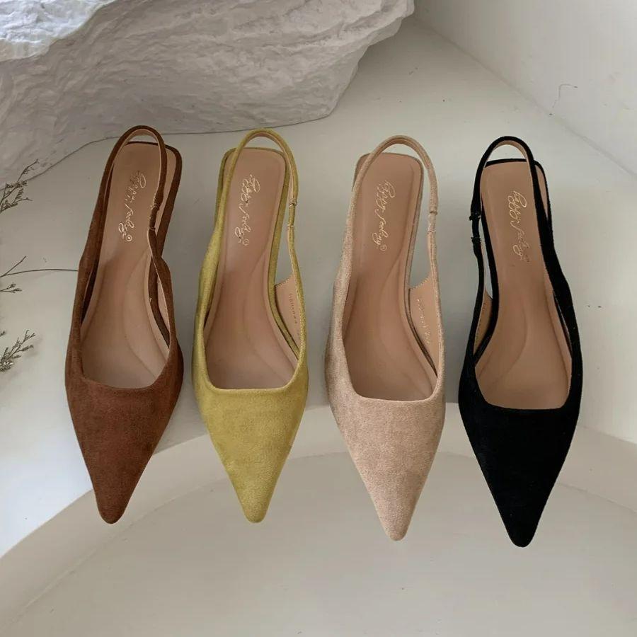 Fashion Bailamos Women Sandals Pointed Toe Elegant Low-heel Shoes Summer Fashion Slingback Woman Mules Shoes Pumps Dress Shoes