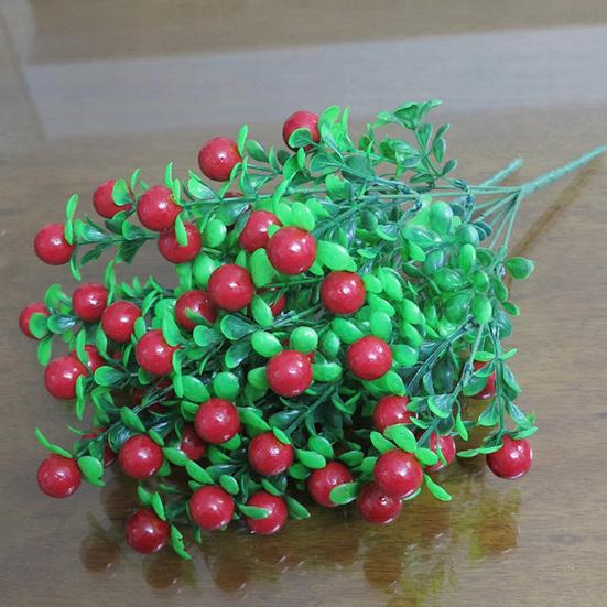 Artificial Berry Stem 6 Stems Simulation Fruits Branches with Leaves for Home
