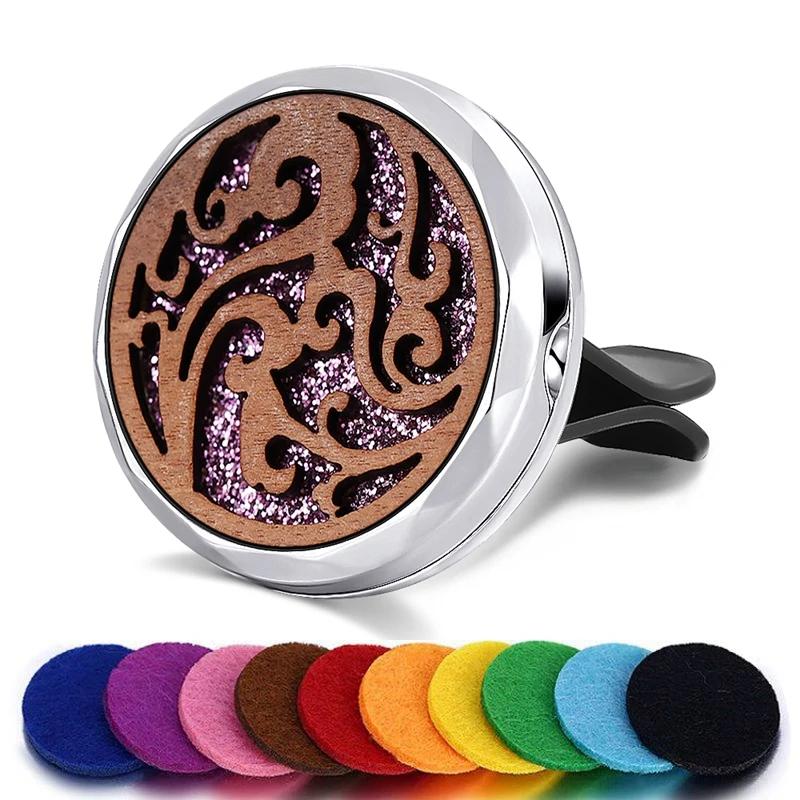 Refillable Car Air Freshener Smell Natural Wood Perfume Diffuser Clip Auto Vent Freshener Decoration Interior Accessories