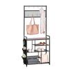 Hall Tree, 1800 mm Coat Rack with Shoe Storage, Freestanding 4-Tier Shoe Rack Organizer with Hooks, Side Pocket and Wire Shelf, Steel Frame Entrance