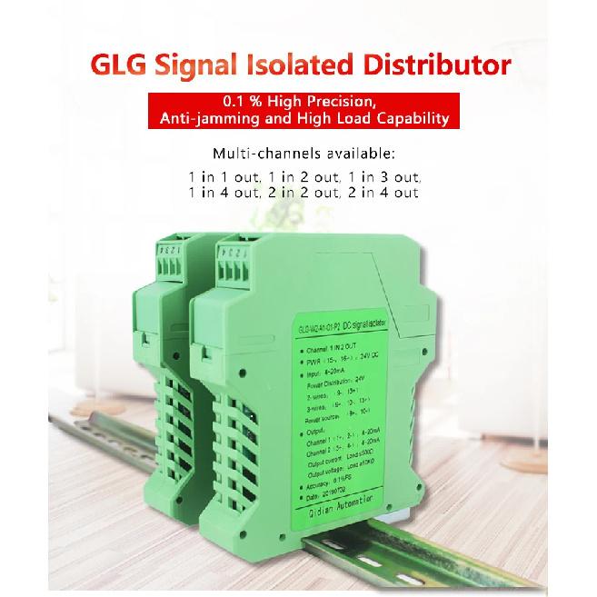 Signal Isolator Power Current Transmitter 4-20mA to 0-10V Isolator Distribution Signal Splitter 4-20mA Analog Isolation 0-5V