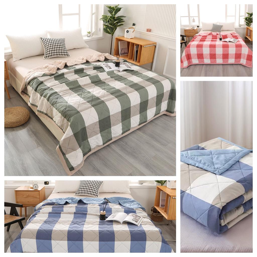 Quilt Washed Cotton Air Condition Thin Comforter Blanket Bedspread for Single Double Queen King Bed Coverlet Plaid Summer