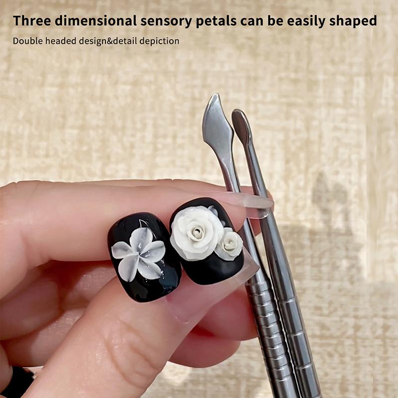 Metal Double-headed Nail Carving Rod Extension Glue Removal Stick Gel Removal Spatula Nail Polish Dipping Removal Tool