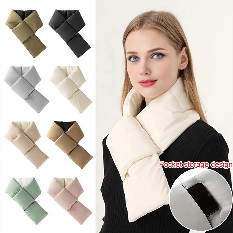 Unisex Down Cotton Fashion Windproof Winter Neck Warmer Featuring Warmth Solid Autumn Thickened Portable