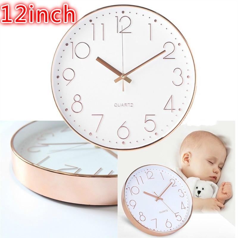 Orologio da Parete Silenzioso Digitale da 12 pollici Rotondo Senza Ticchettio Orologio da Parete per Ufficio Soggiorno