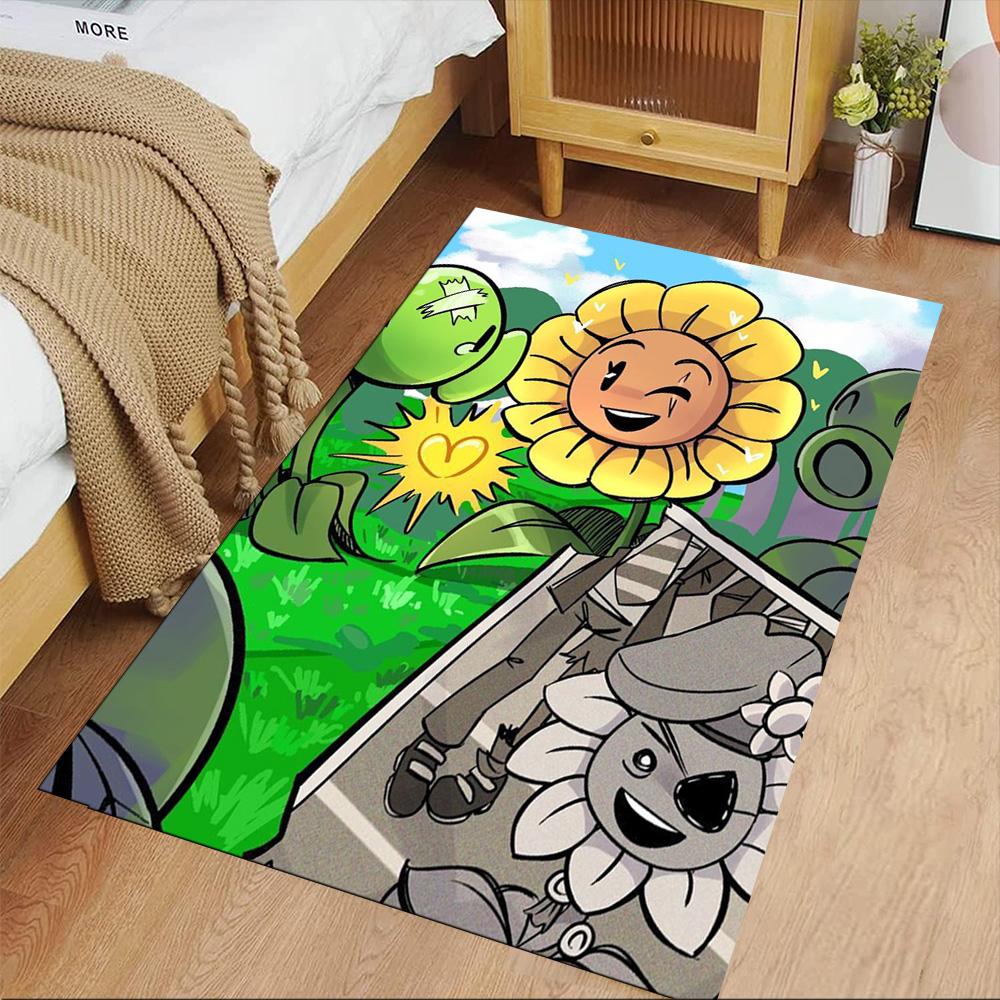 Plants Vs. Zombies Floor Mat Suitable for Decorate Room Study Room Balcony Bedrooms Anti-slip Rug Anime Office Decor