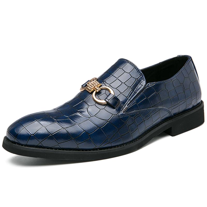 

Holfredterse Luxury Brand Pu Leather Новейшие мужские модные деловые туфли Oxford Breathable Formal Wedding Shoes 2071 Black/Blue 40