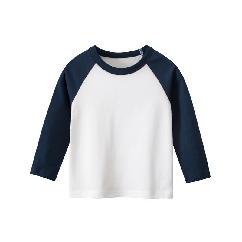 27kids 2024 Autumn Kids Long Sleeve Round Neck T-shirt - Solid Color Children's Clothing