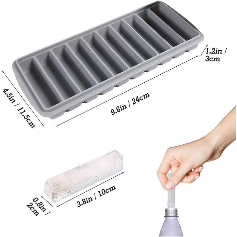Ice Cube Tray Long Ice Stick Tray Silicone with Lid Rectangular Narrow Stick Easy Release Ice Mold for Juice Cocktail Bar Tools.