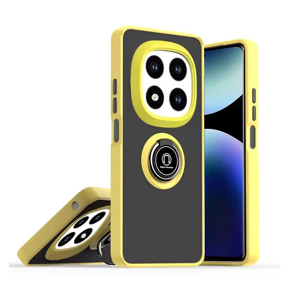 

Armor Matte Cover For Xiaomi Redmi Note 14 13 Pro Plus Magnetic Ring Phone Holder Case Redmi Note 14 Pro 5G 4G Translucent Cases Redmi Note 13 Pro+ 5G жёлтый
