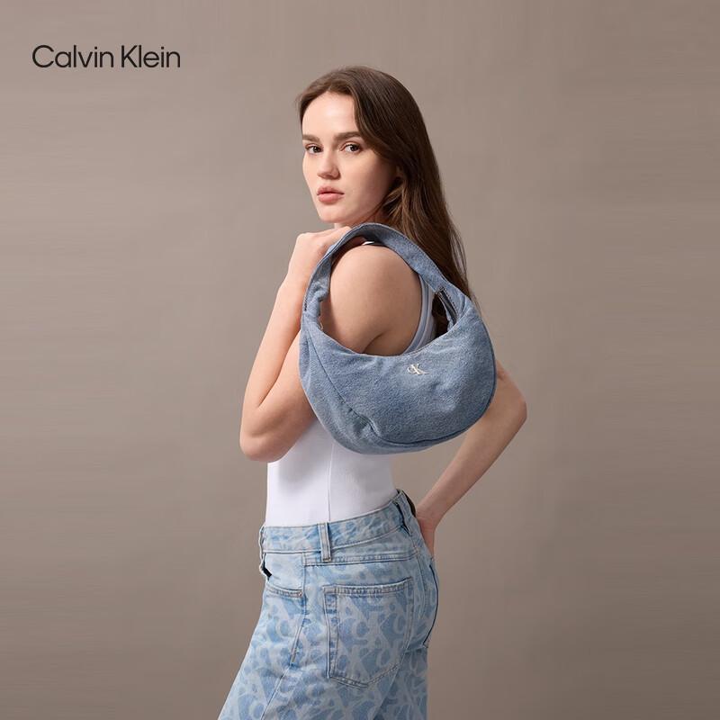 Calvin Klein Women's CK Logo Denim Dumpling Shoulder Bag
