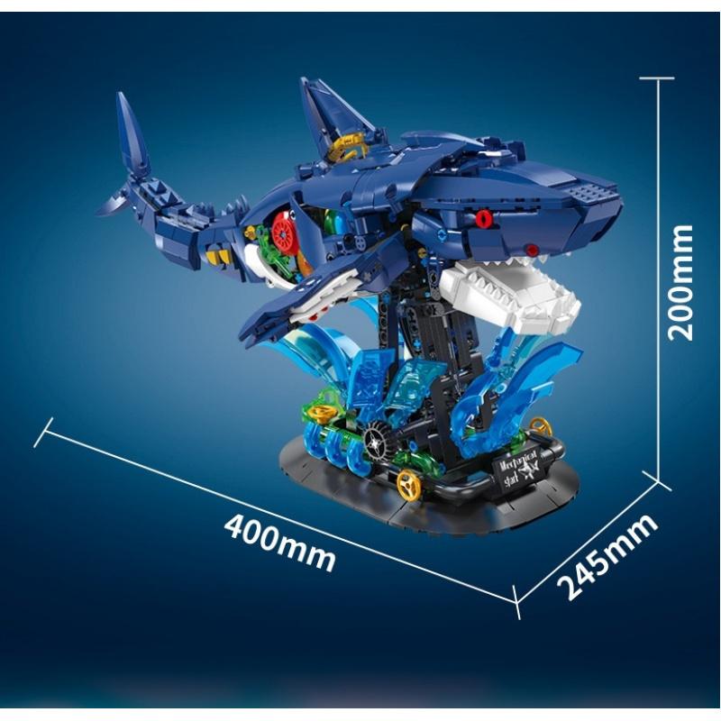 1096Pcs, Ideas Sea Animal Building Blocks Toys Shark Building Blocks Set With Rotatable Link Component, Stem Toy For Kids Adults