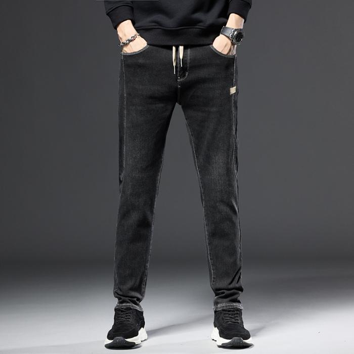 

DIMANAF 2023 Большие размеры, осенние джинсы, длинные брюки, синие мужские эластичные свободные винтажные повседневные базовые стильные толстые мужские брюки с высокой талией