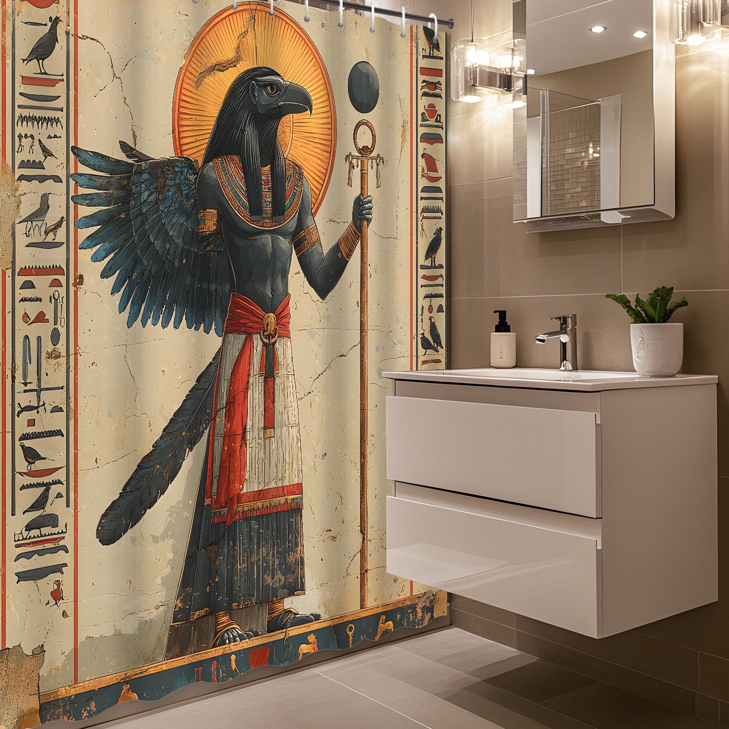 Pandara Jewelry Ancient Egyptian God Waterproof Shower Curtain For Modern Bathroom Decor, Stylish And Durable, Perfect For Home Use