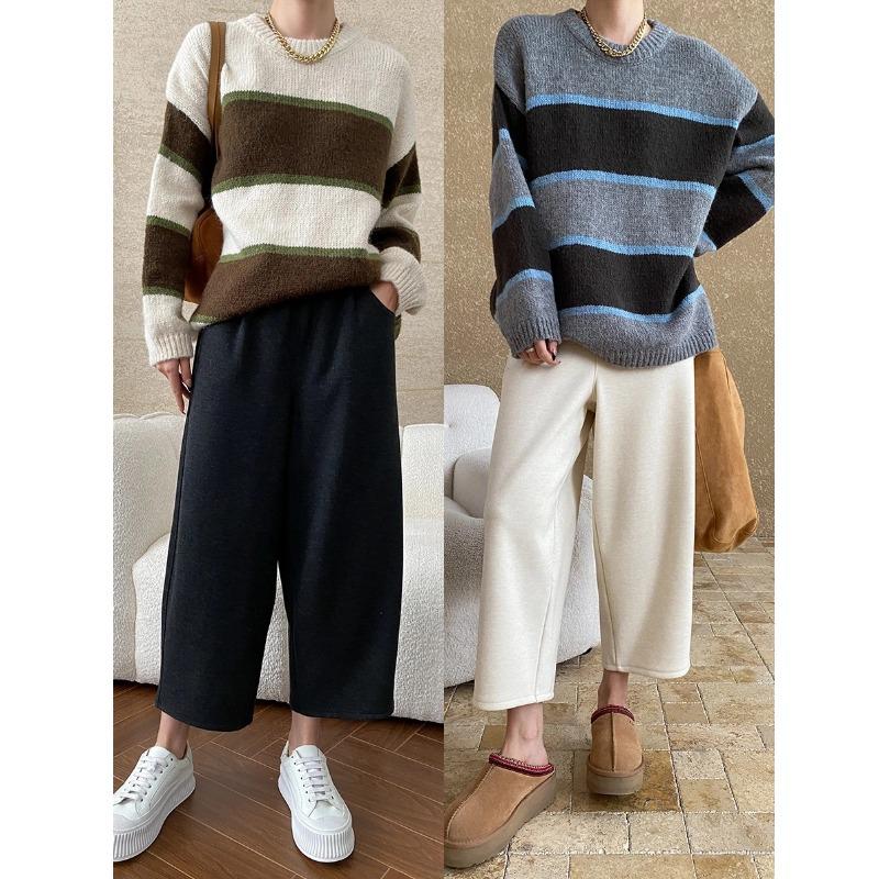 Sinan Retro Striped Loose Knit Sweater SN6772