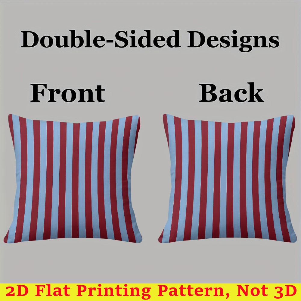 Burgundy Light Blue Vertical Stripe Square Jacquard Pillow Cover for Sofa Office Waist Cushion Cover Home Decorative Pillowcase