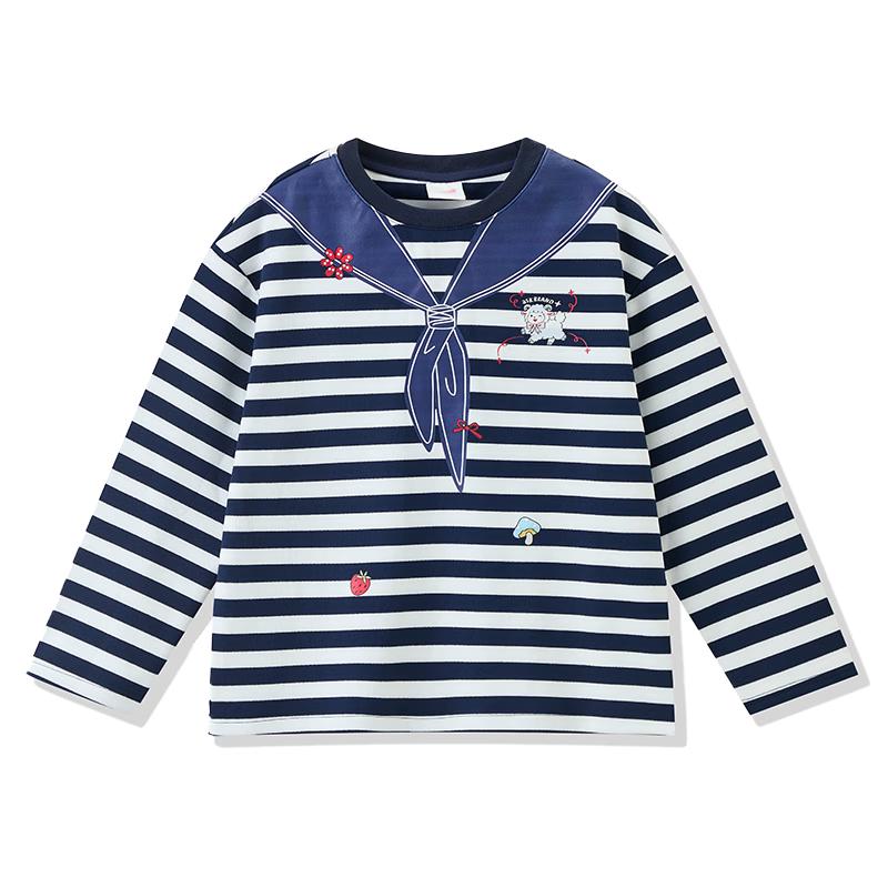 ASK JUNIOR Girls' Striped Long Sleeve Mock Collar T-Shirt