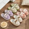 Women Fashion Winter Toe Wrap Warm Bows Cotton Slippers Thick Soft Sole Slides Female Indoor Thick Soles Non-slip Plush Shoes