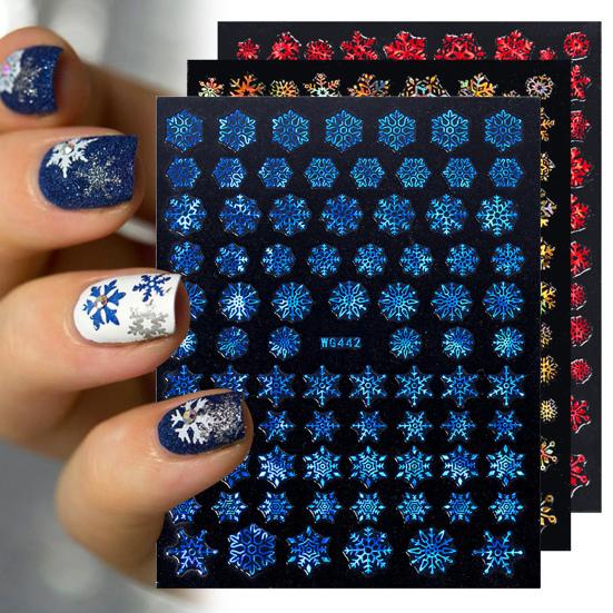 Nail Sticker Christmas Style Snowflake Pattern Vivid Images White Snow Embossed Sticker Xmas