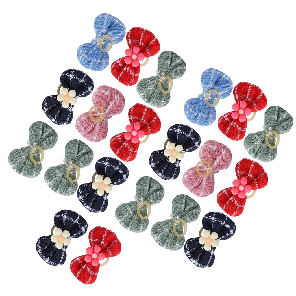 20PCS Polyester Pet Bowknot Elastic Cord Headwear Decoration Accessory for Cats Dogs