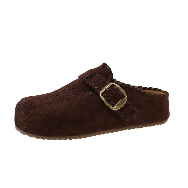 

Women s summer and autumn new thick-bottomed lace bag head half slippers bag head slippers women s 40 коричневый