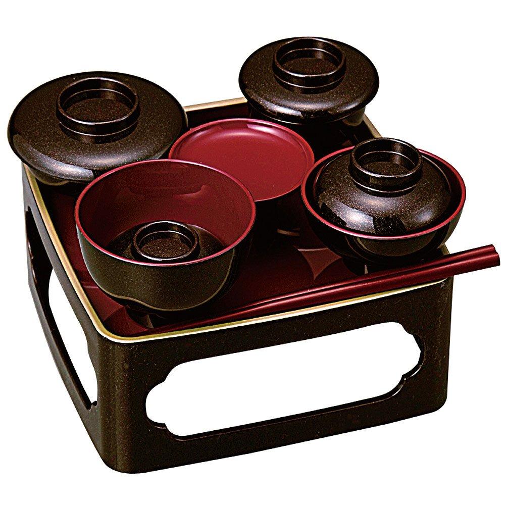 

[Standard Memorial Meal] Sanmany Buddhist Meal, Gold Pear-Ground [Red Interior, Gold Edge], 6.5 inches [Made in Japan]