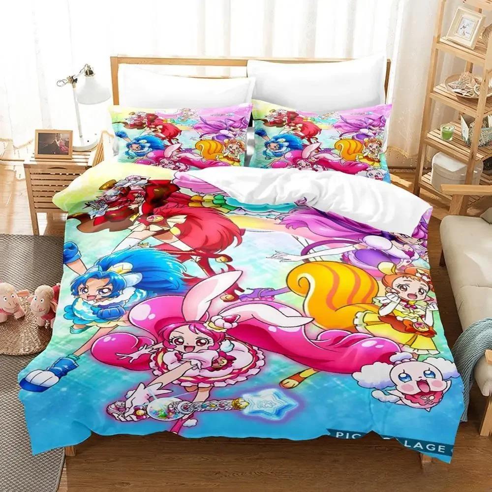 Smile PreCure 3D Anime Bedding Set Single Twin Full Queen King Size Kawaii Duvet Cover for Adult Kid Bedroom