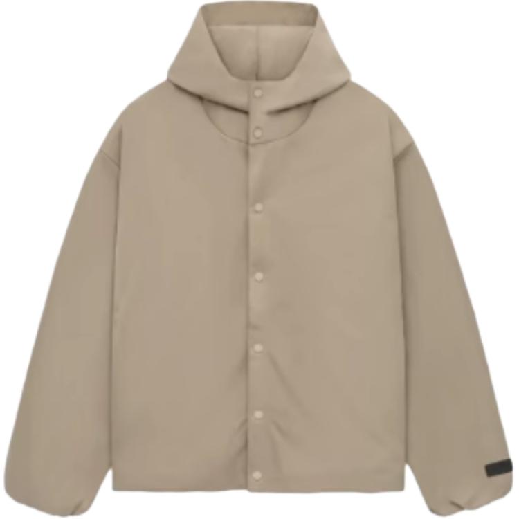 Fear of God Essentials Textured Nylon Hooded Coaches Jacket Beige Men Outerwear Tan 202HO246377F