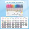 48-Color Fluorescent Dual-Line Metallic Outline Pen Set