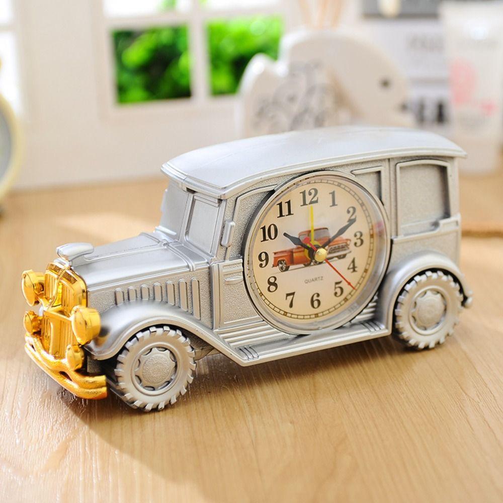 Digital Pointer Table Clock Car Shape Antique Clock Classic Car Alarm Clock Electronic Alarm Clock