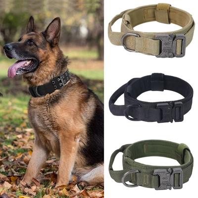 Thickened Adjustable Dog Collar Metal Buckle Durable Pet Collar Nylon Metal D-Ring Working Dog Collar For Medium Large Dog Size