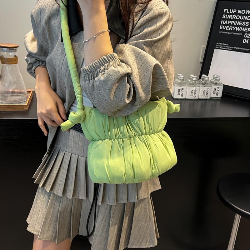 Soft Down Cotton Clothes Bag Women's 2025 Autumn and Winter New Large-capacity Nylon Cloth Bag Shoulder Crossbody Bucket Bag