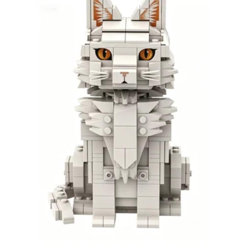 Realistisches Maine Coon Katze Bausteine Set DIY Zusammenbau Tier Modell Kreative Haus Schreibtisch Dekoration Haustier Sammlung Geschenke