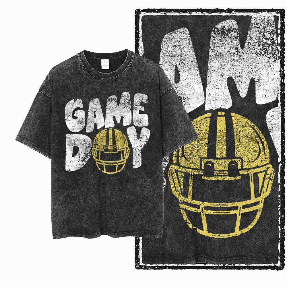 American Football Theme Vintage Graphic Printed Big Size Black Cotton Unisexs Retro TShirt G