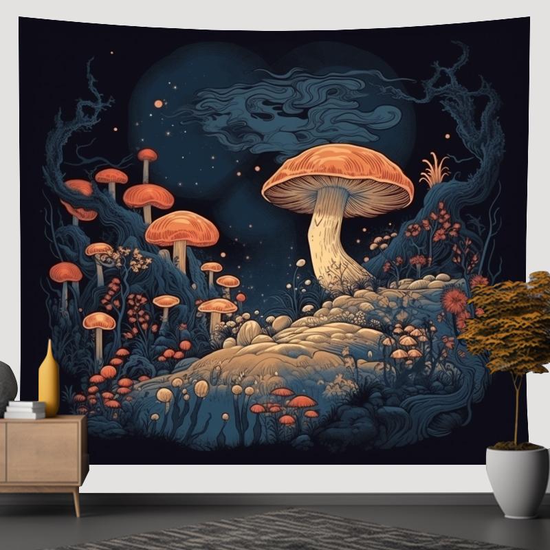 Boho Glow in the Dark Mushroom Tapestry for Living Room Bedroom Tapestry Home Wall Decor