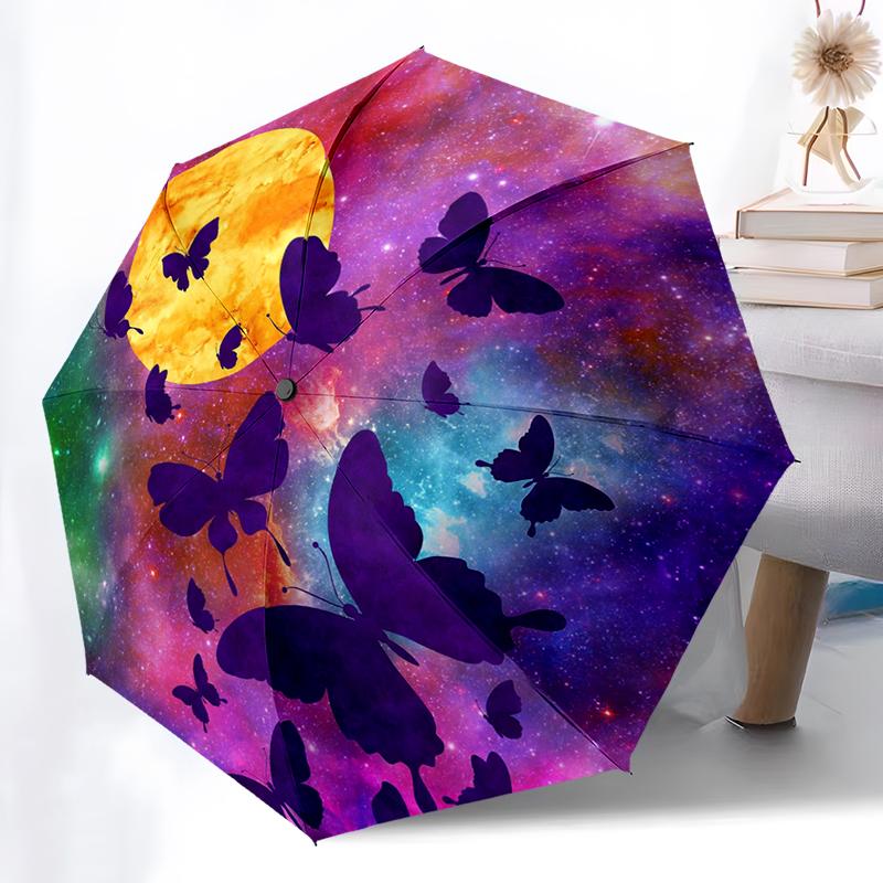 Colorful Butterfly Umbrella Automatic Open/close, Sturdy Iron Frame & 8-Rib Structure, Umbrella for Women & Men, Christmas Gifts