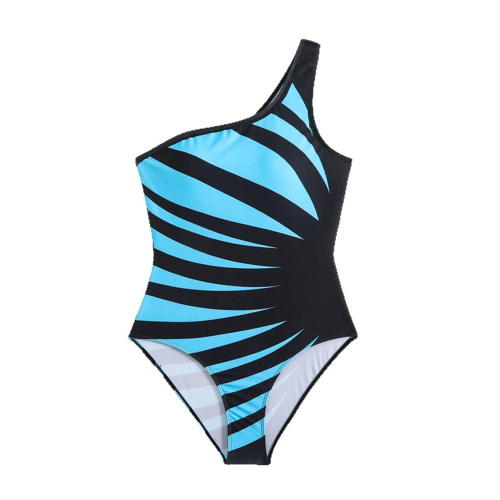 Zebra Print One-Shoulder One-Piece Swimsuit - Slimming Bikini Style