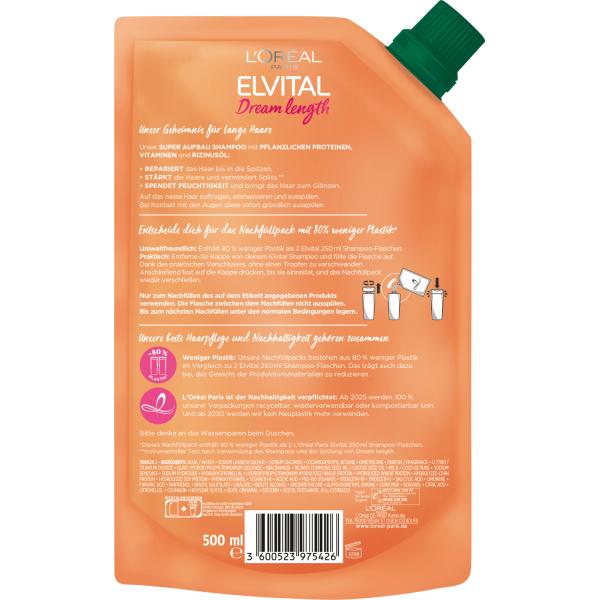 L'Oreal Elvital Dream Long Shampoo Refill Pack 500ml