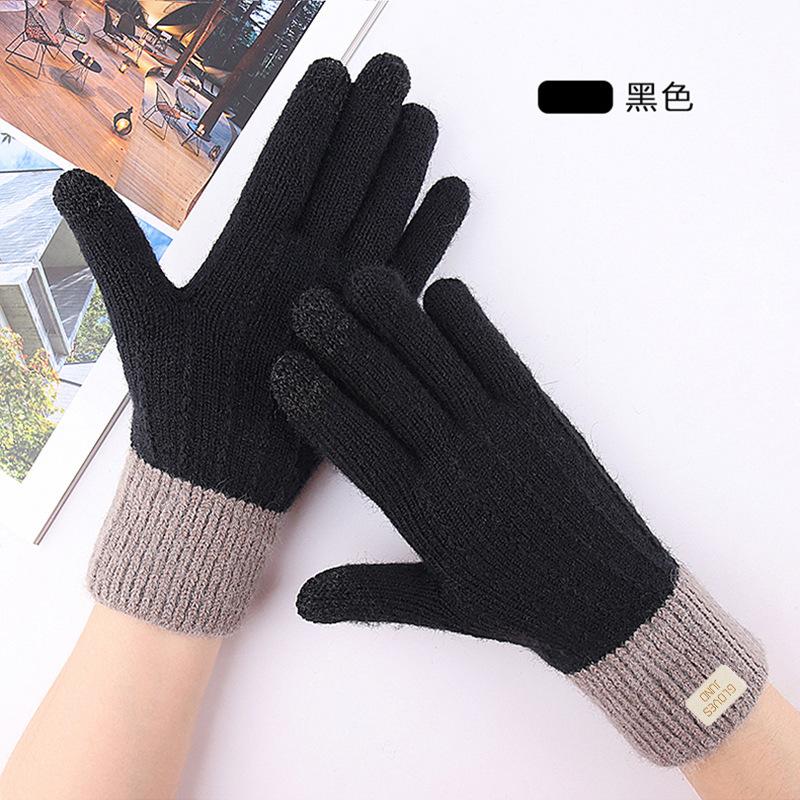 New warm and cold touch screen gloves thickened and velvet women's winter knitted gloves to keep out the cold