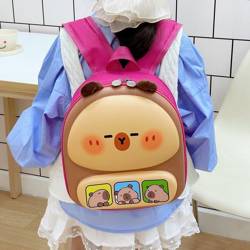 Kids School Backpack Featuring Cartoon Capybara With Lightweight Pvc For Children