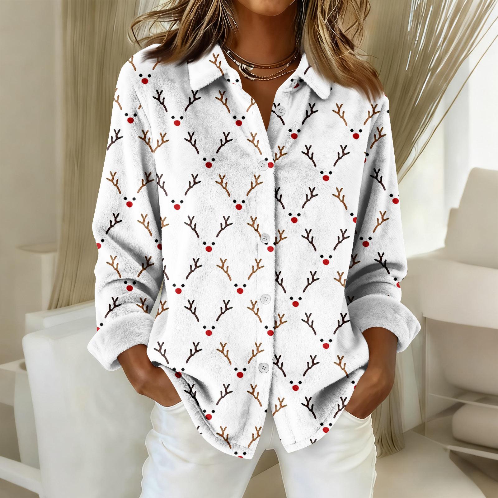 

Жіноча сорочка, блузка з принтом і ґудзиками, повсякденна повсякденна сорочка, звичайний комір і довгий рукав XL білий