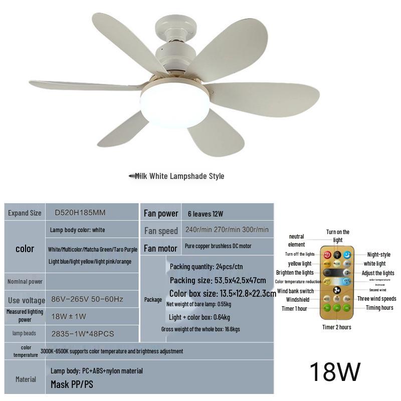 E27 Easy Install Silent Smart Ceiling Fan Light with 3 Dimmable Colors