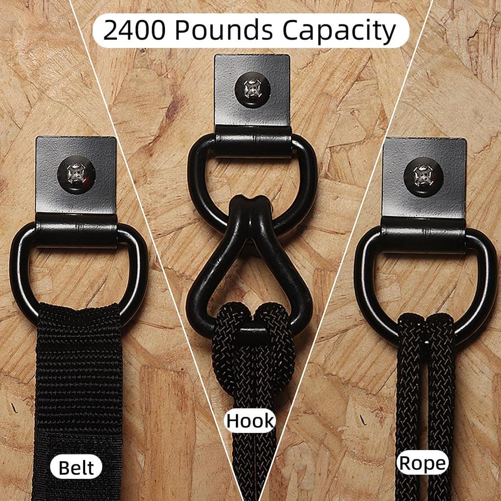 6 Pcs D-Ring Tie Down Anchors 1/4" Heavy Duty Steel Tie Down Hooks For Truck, Trailer, Camper, Warehouse, Garage, Boat, Cargo Control Surface Mount,