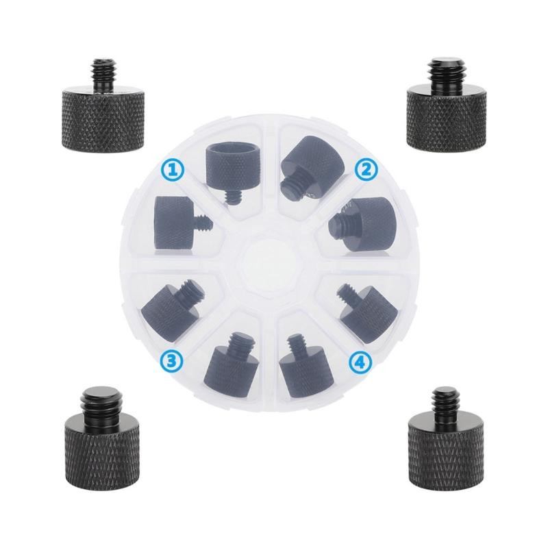4Pcs Microphone Screw Adapter Set With 5/8 To 1/4 3/8 Thread Converter For Camera Tripod Microphone Stand Light Mount