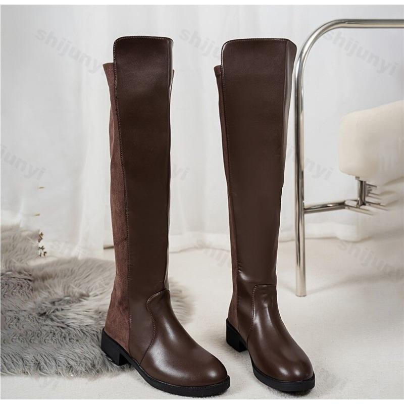 Damen Overknee-Stiefel Neu 2026 Herbst Britisch Bequem Rutschfest Damen Langstiefel Vintage Große Größe Damenstiefel Botas Mujer