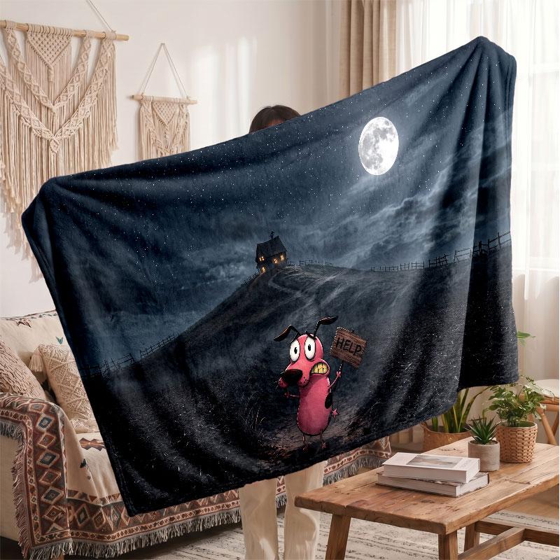 Warm Flannel BlanketCourage the Cowardly Dog Soft Cozy Throw Blanket for Bedroom Couch