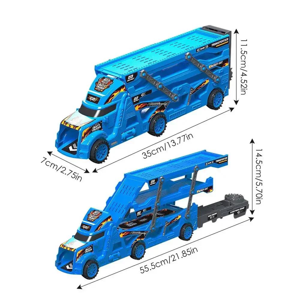 Kid Large Truck Deformation Transporter Car Toys Ejection Race Track Transport Truck Folding Track Racing Vehicle Toy Set for Daily Use